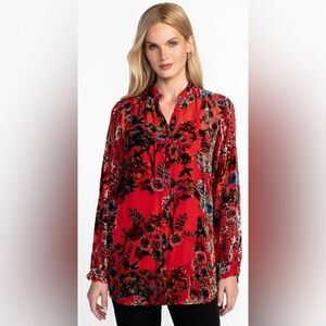 NWT Johnny Was Red Floral Blouse